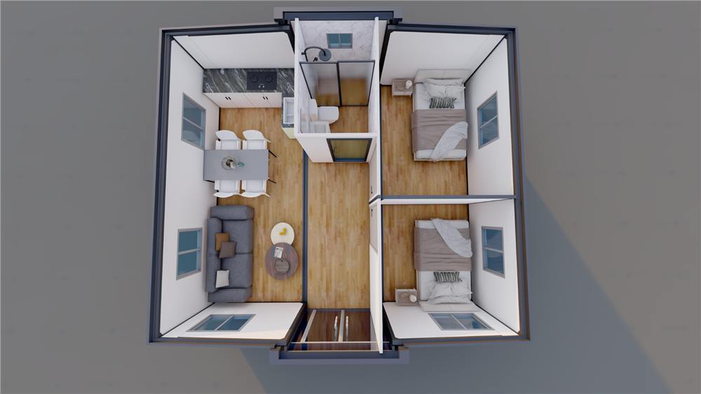 Voorbeeldindeling van woonchalet 36,93 m²