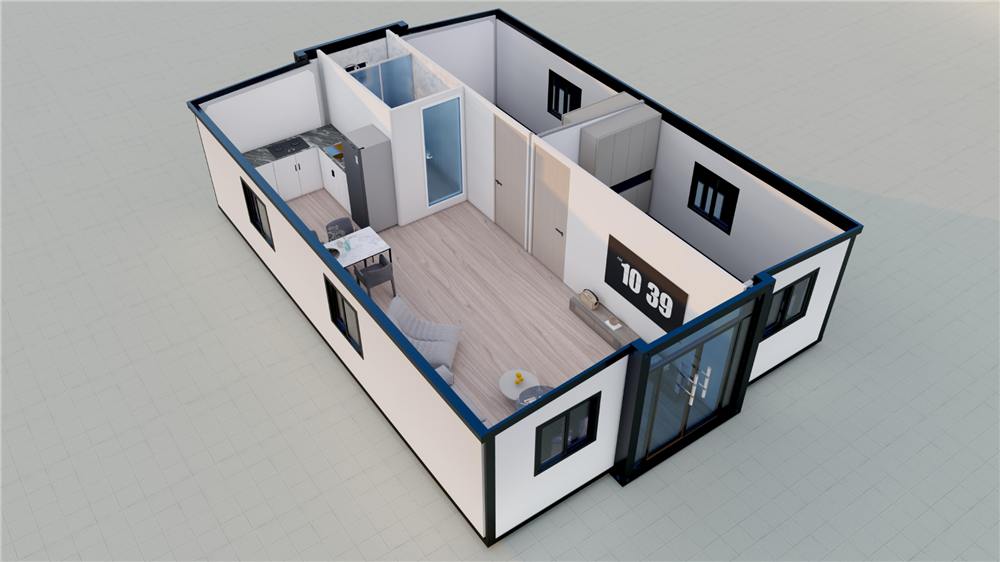Voorbeeldindeling van woonchalet 55,44 m²