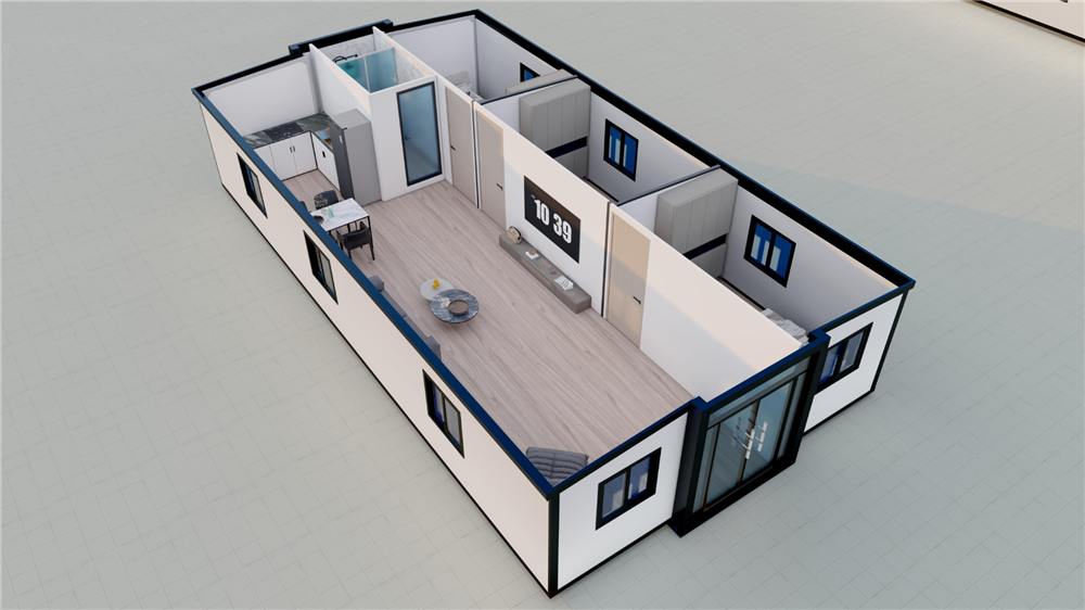 Voorbeeldindeling van woonchalet 72,69 m²