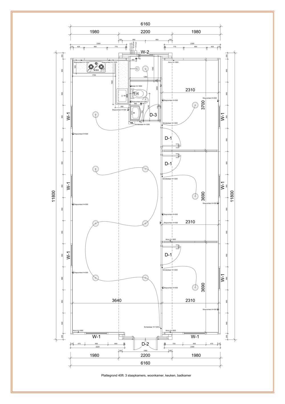 2D-plattegrond 72,69 m², 3 slaapkamers · 1 badkamer